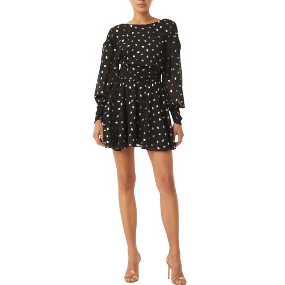 NWT Misa Los Angeles Davie Dress Black‎ Silver Diamond Clip Dot Mini Size XS - Picture 4 of 15